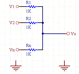 Resistive Adder Circuit Schematic