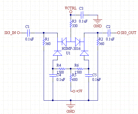 Variable RF Attenuator based on a Quad PIN Diode